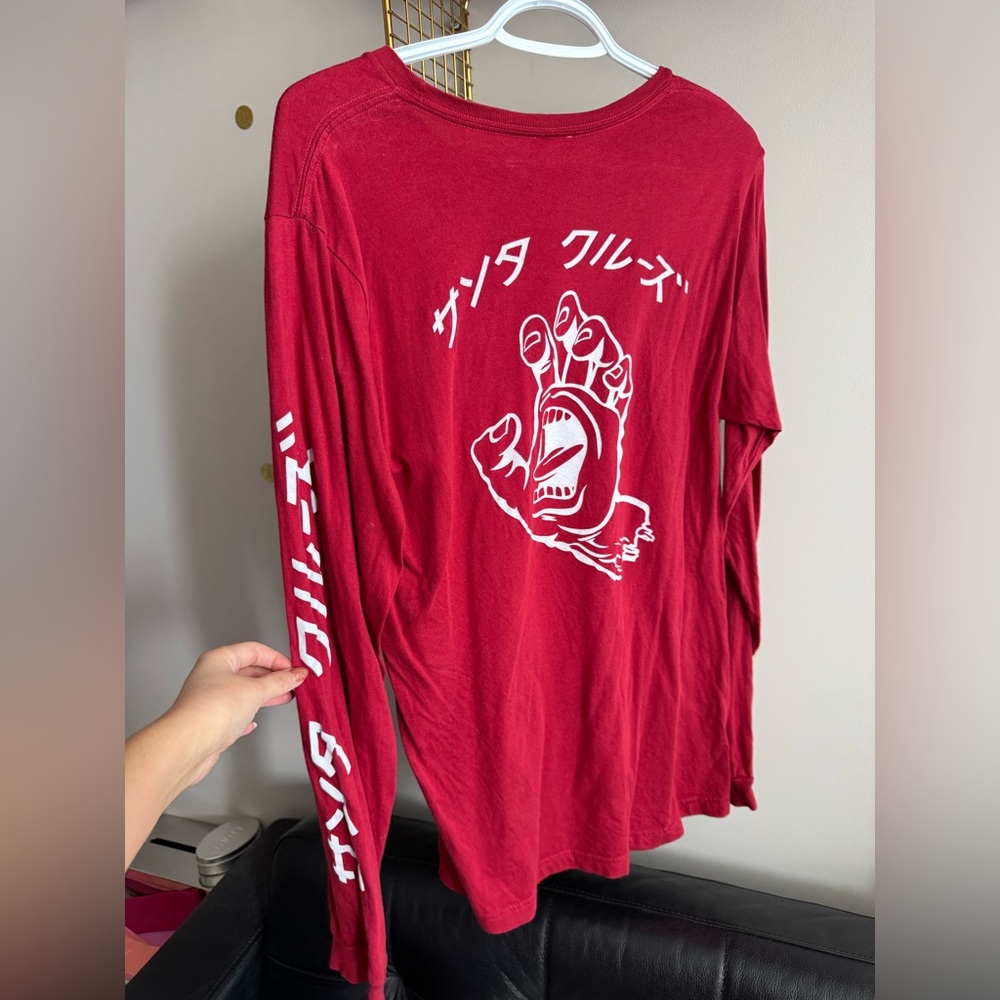 Santa Cruz Skateboards Men's Red Graphic Long Sleeve Shirt